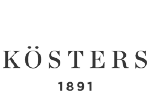 Das Bild zeigt das Wort KÖSTERS in fetten Großbuchstaben mit einem Umlaut über dem O. Darunter steht die Jahreszahl 1891. Das Design ist schlicht und monochrom.